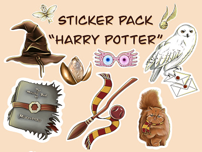 Harry Potter motifs sticker pack design graphic design harry potter illustration