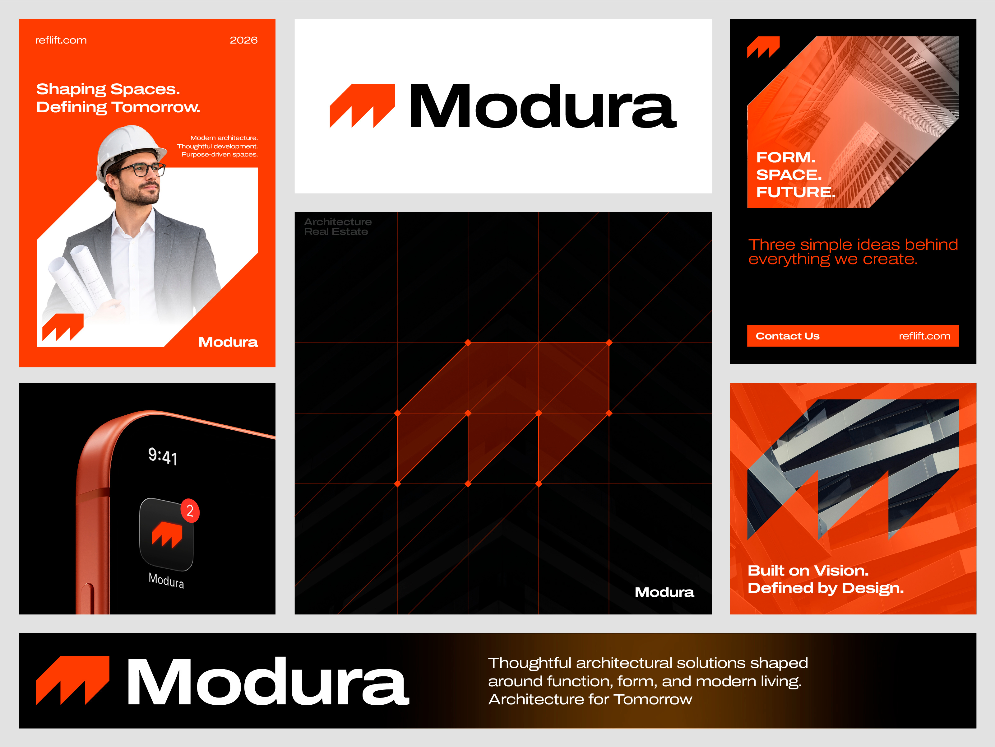 Modura – Geometric M Logo for Architecture & Real Estate architectural branding architecture logo brand identity branding business logo construction logo geometric logo lettermark logo design logo designer logo mark m logo minimalist logo modern branding modern logo property development property logo real estate logo simple logo visual identity