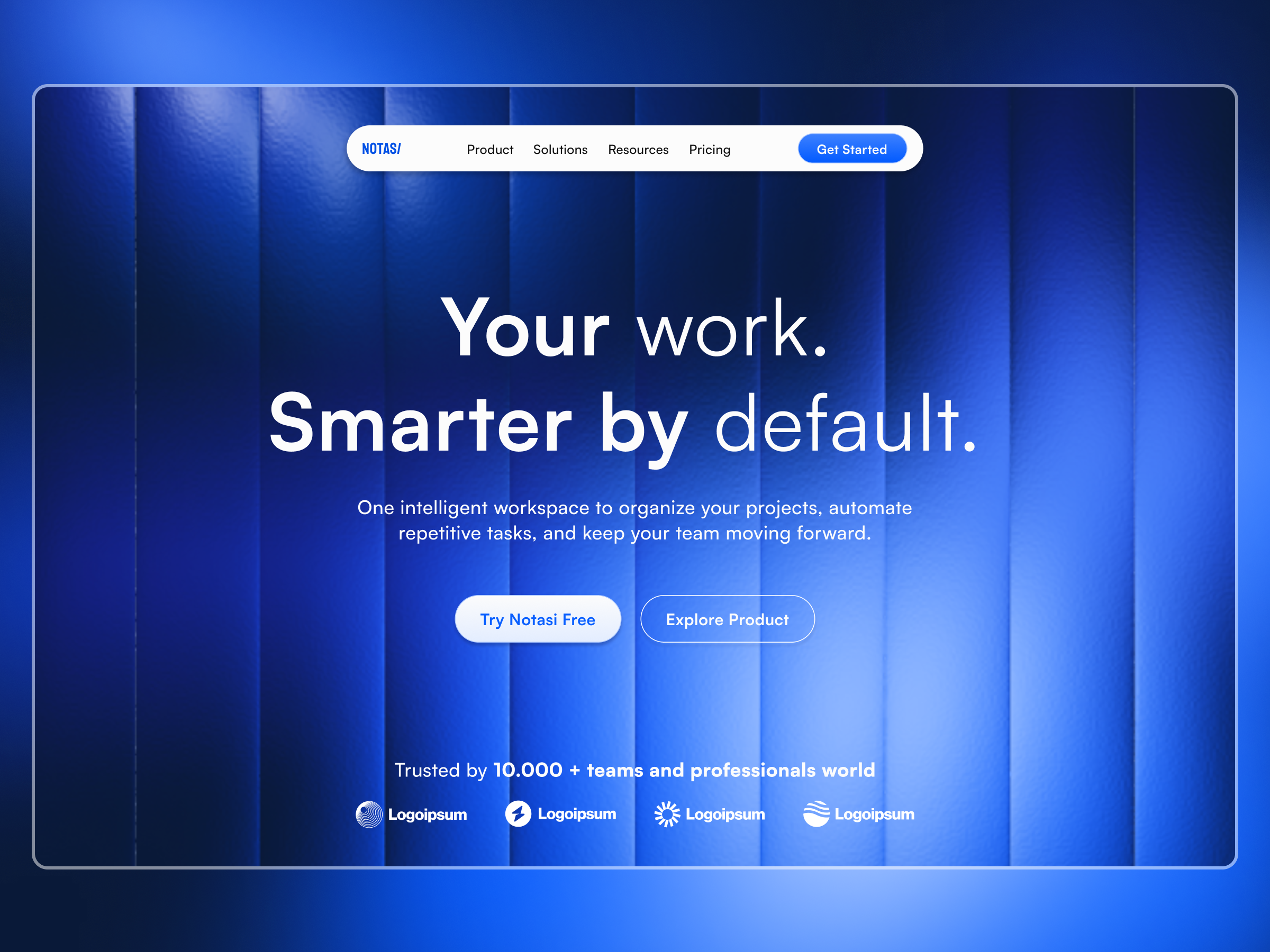 Notasi - Productivity SaaS Hero Section b2b clean darkmode figma framer gradient herosection landingpage minimal modern productivity saas software tech typography ui ux webdesign website workspace