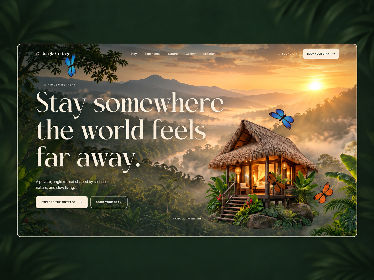 Scroll Driven Interactive Luxury Resort/Hotel Website Design 3d ai design animation claude design highly innteractive hotel website interaction design interactive website landing page luxury resort minimal resort website rich design scroll driven scroll motion ui ui design webdesign website website design