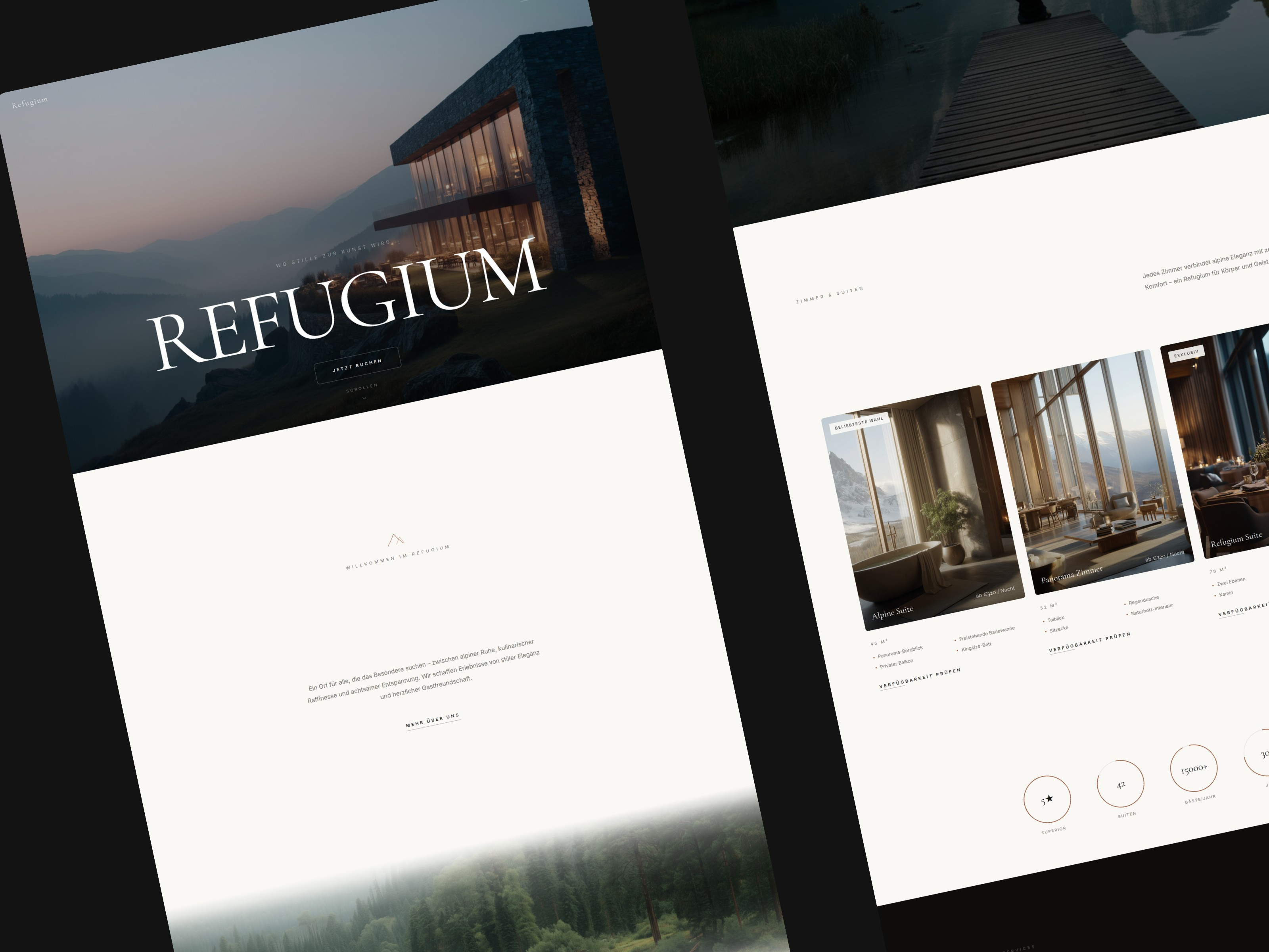 Refugium, Luxury Hotel and Spa Website Design booking hospitality hotel website landing page luxury hotel spa website ui design ux design web design website design