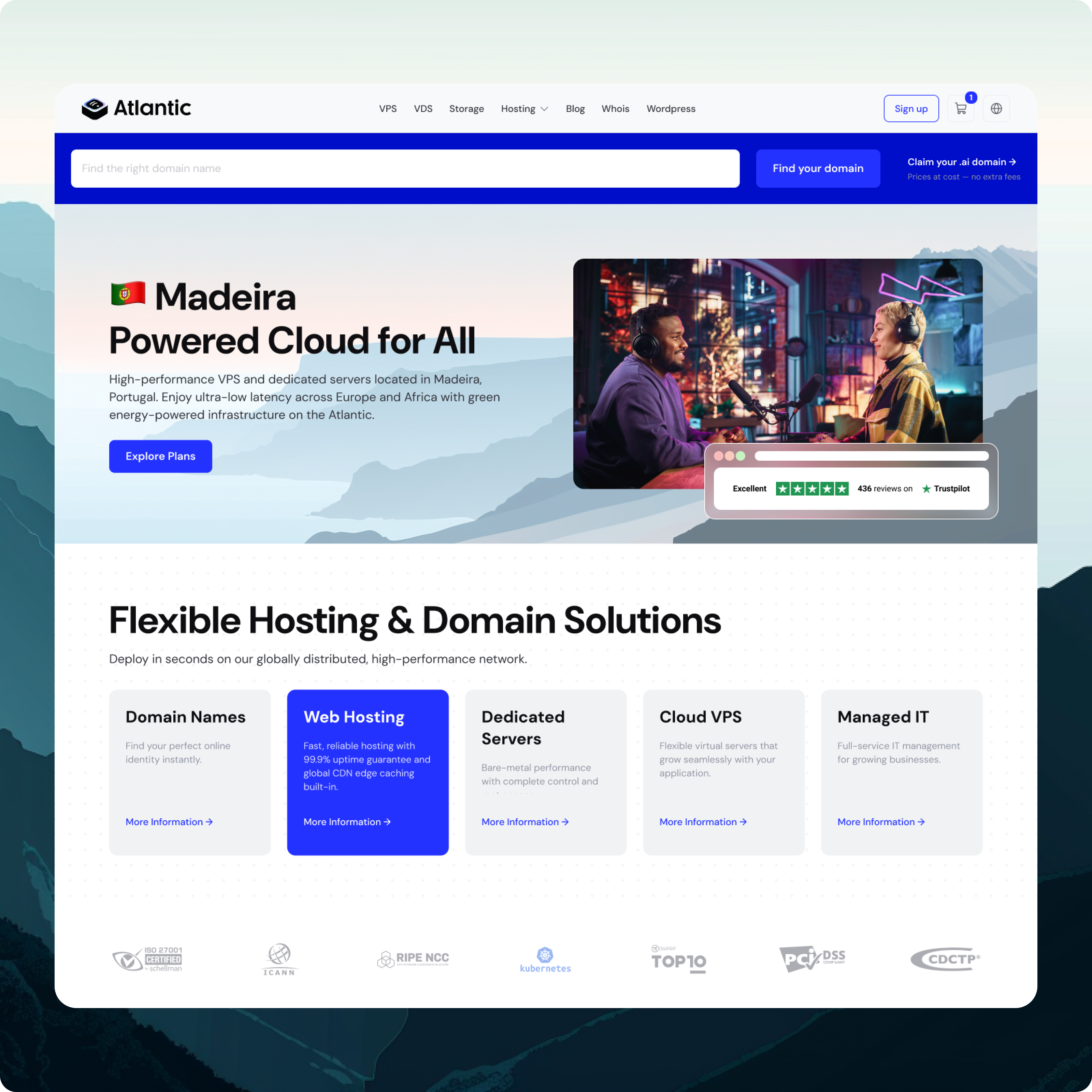 Atlantic — Cloud Hosting Experience atlantic b2b cloud computing cloud hosting dedicated server design system domain hosting infrastructure landing page product design responsive design saas tech ui design ux design vps web design web hosting website design