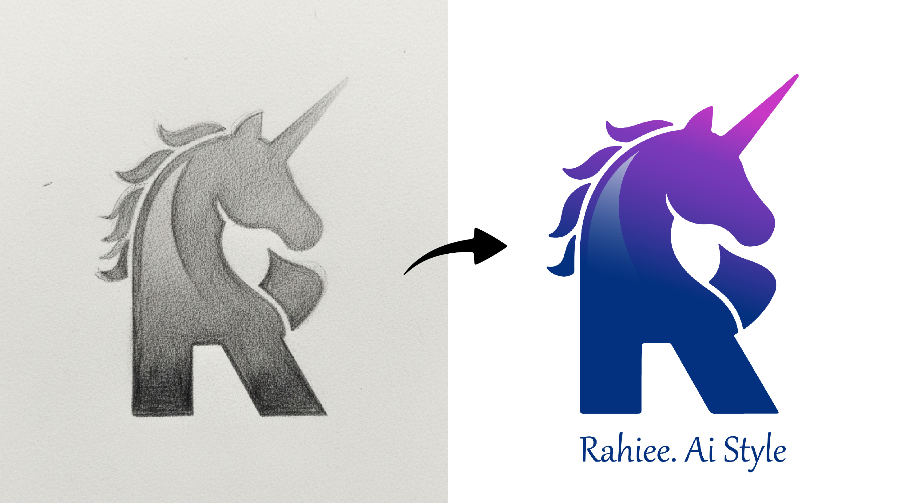 Ai agency logo design | Rahiee Ai ai logo branding designer letter r logo logo design purple unicorn unicorn logo
