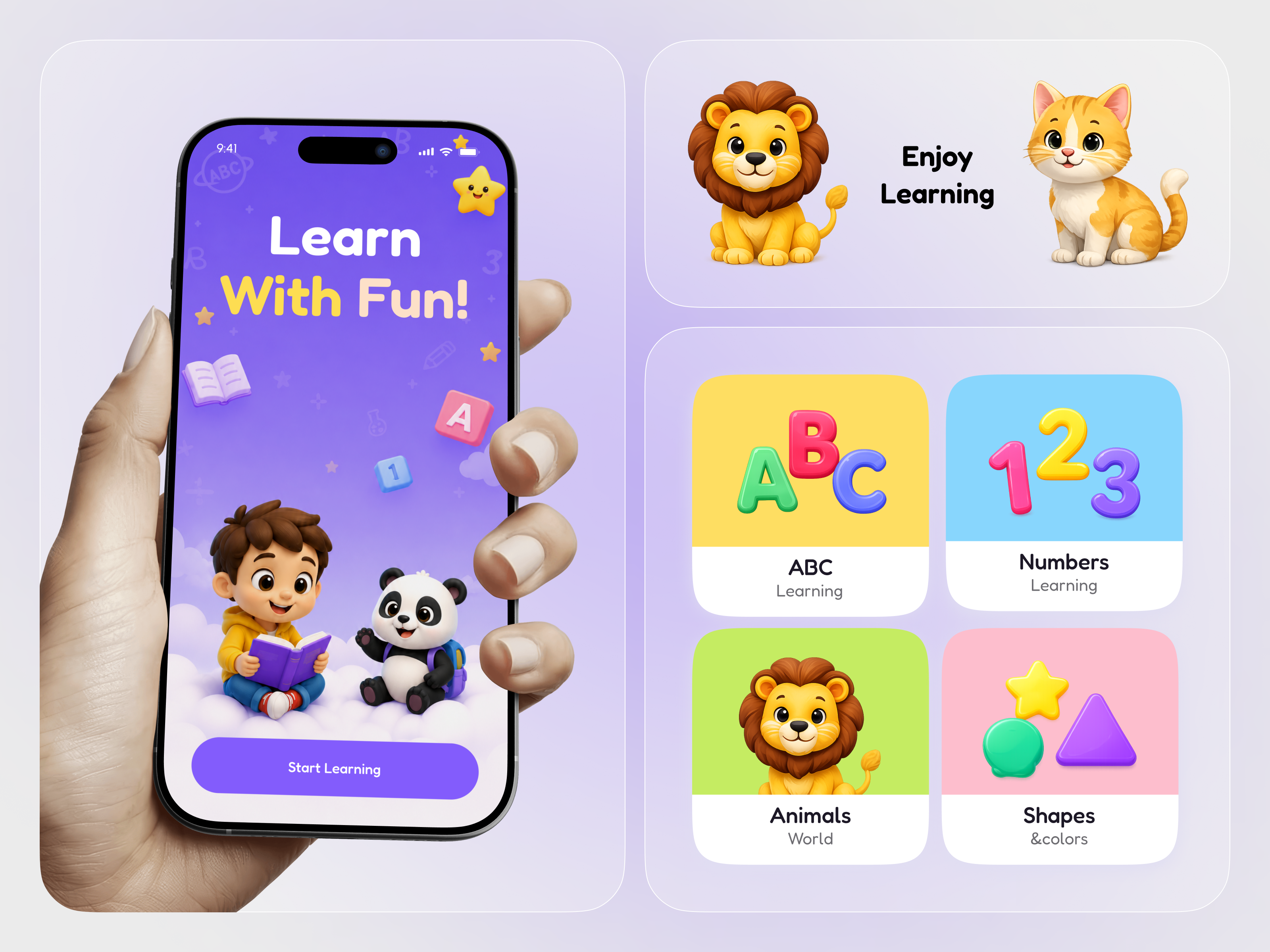 Learn, Play & Grow — Kids Learning App UI ai branding colorful dashboard dribbble ed tech educationapp figma game illustration ios kids kids app kids learning learning learning app mobile app product design ui ux