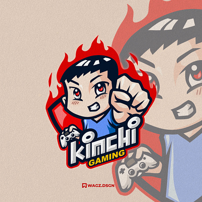 KIMCHI GAMING mascot logo design esport esport logo gaming gaming logo graphic design illustration logo mascot mascot logo streamer streamer mascot vector