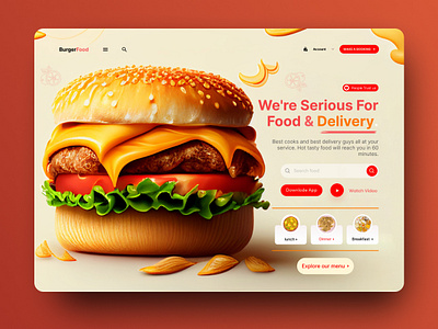Fast food website header design UI print template