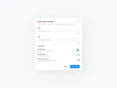 Invite team member Modal design designinspiration designprocess designthinking email event invite inviteteammember member permissions productdesign prototyping sergushkin teamcollaboration teamwork ui userexperience userinterface uxdesign webdesign