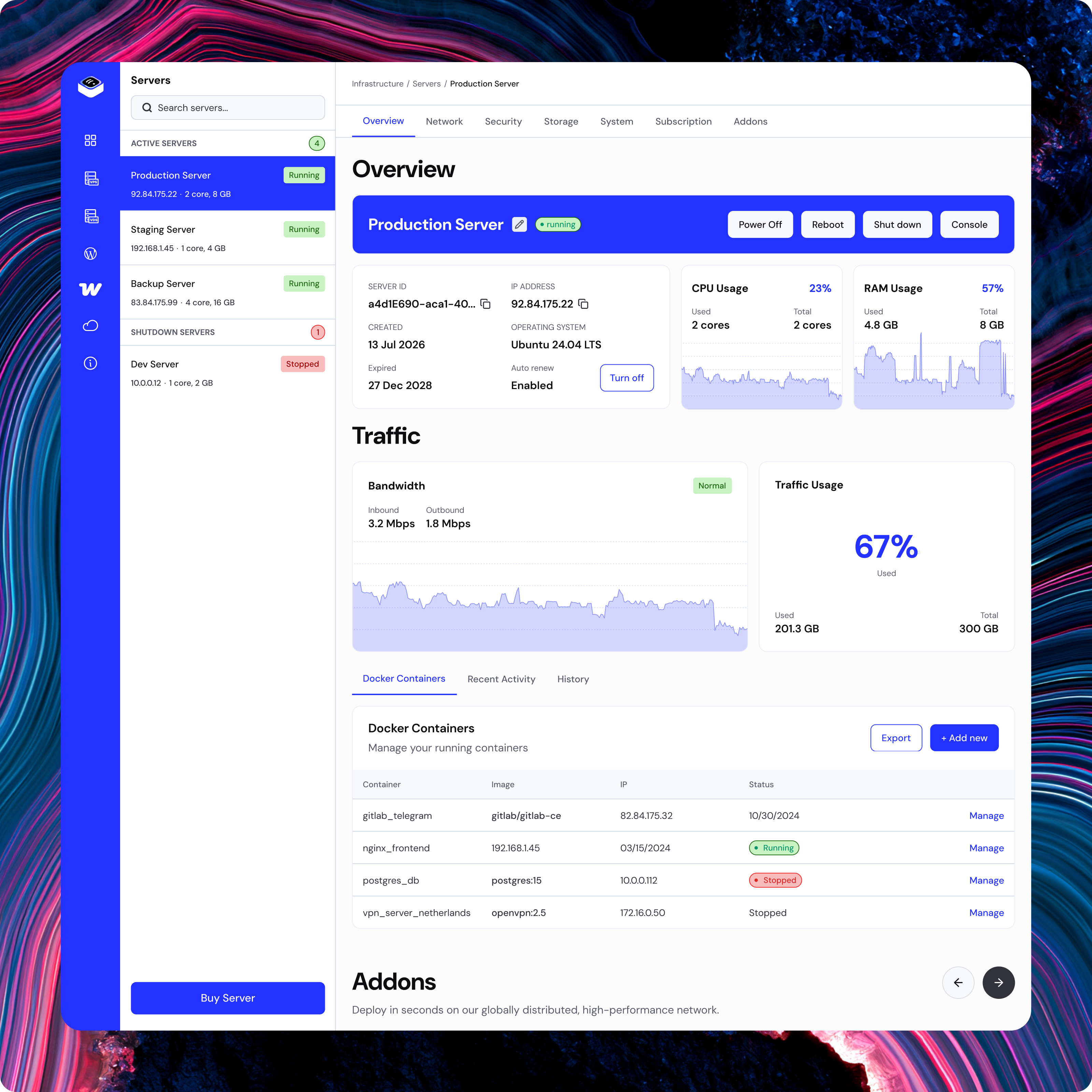 Control Your Infrastructure from One Dashboard admin dashboard atlantic b2b saas cloud computing cloud dashboard dashboard data visualization dedicated server design system devops hosting infrastructure product design saas dashboard server management server monitoring ui design ux design vps web app