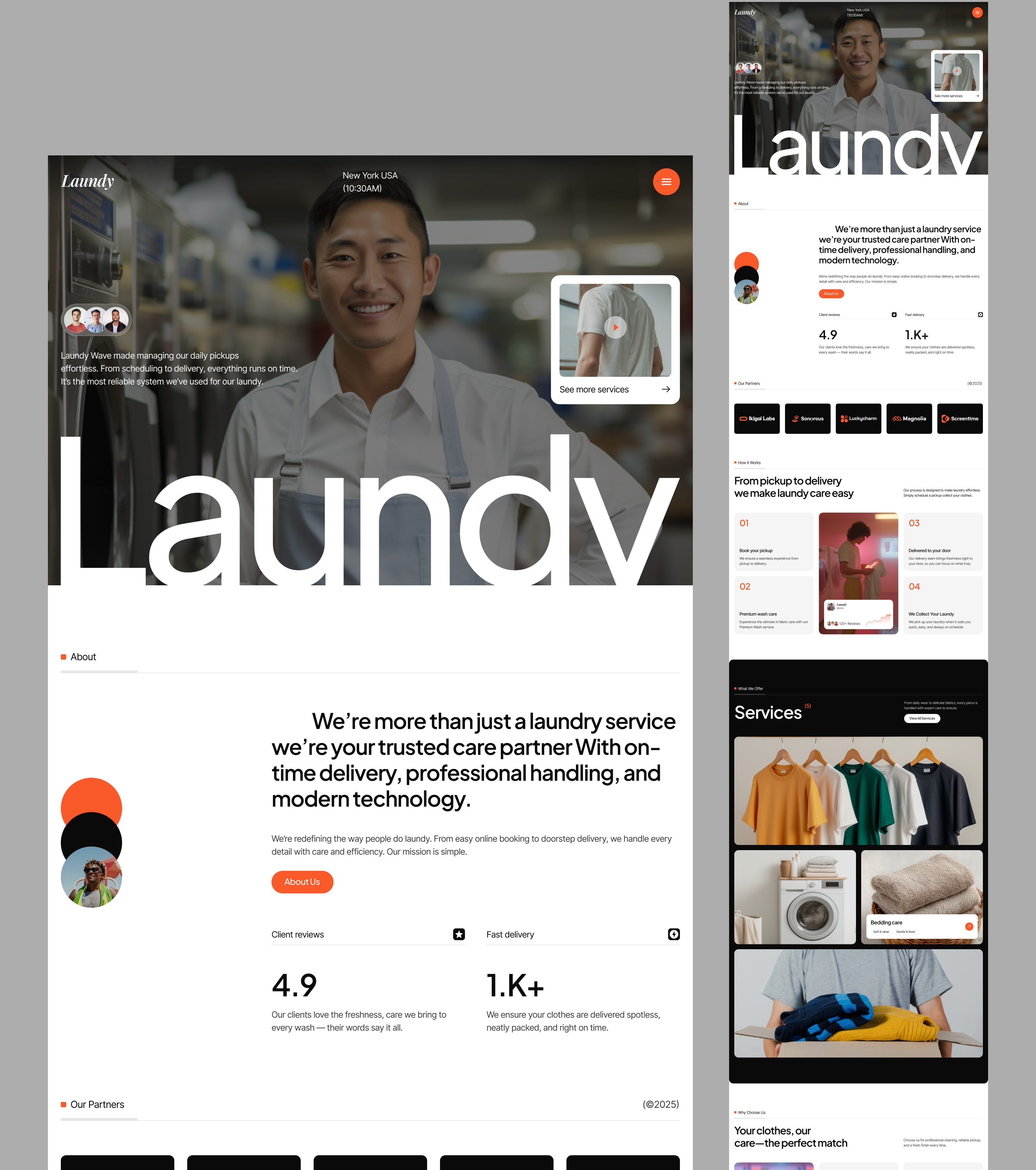 Laundry Service Website Design astro digital agency framer hero section homepage landing page landing page design laundry app laundry service light ui minimal nextjs ui design ui ux web design web ui webflow website website design website template