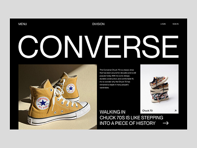 Converse Shoes Landing Page Concept adidas clean clothing brand converse dark ecommerce exploration fashion footwear homepage kicks landing page nike online shop sneakers typography ui ux web design website