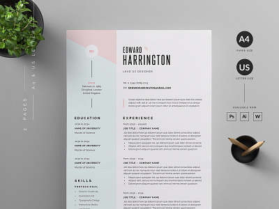 Resume/CV clean creative cv minimal modern print psd resume resume template template vctor word