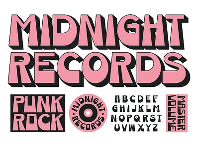 Midnight Records badge design display font font funky illustration retro type typography vector