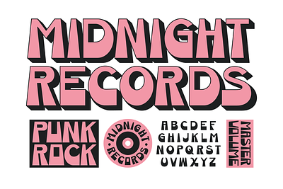 Midnight Records badge design display font font funky illustration retro type typography vector