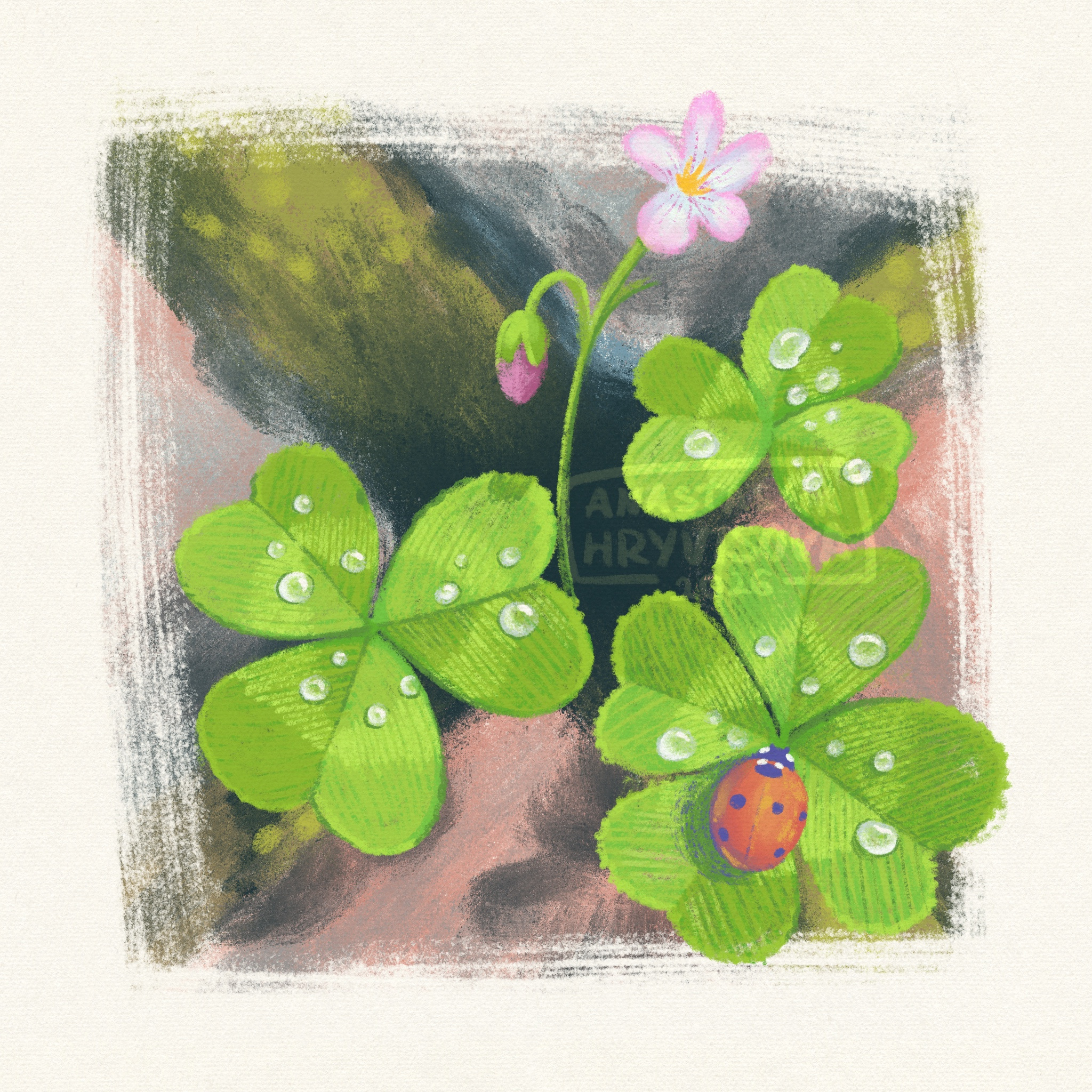 Good Luck/ Clover illustration/ Oil and Pencil art character design children illustration design illustration kid art procreate raster illustration