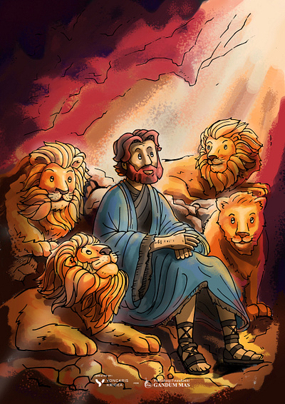 Daniel and The Lions graphic design illustration