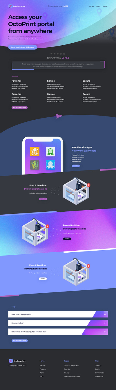 3d printing company homepage redesign 3d 3d printing adobe xd app branding dark dark website design illustration purple site tinthumb ui web web design