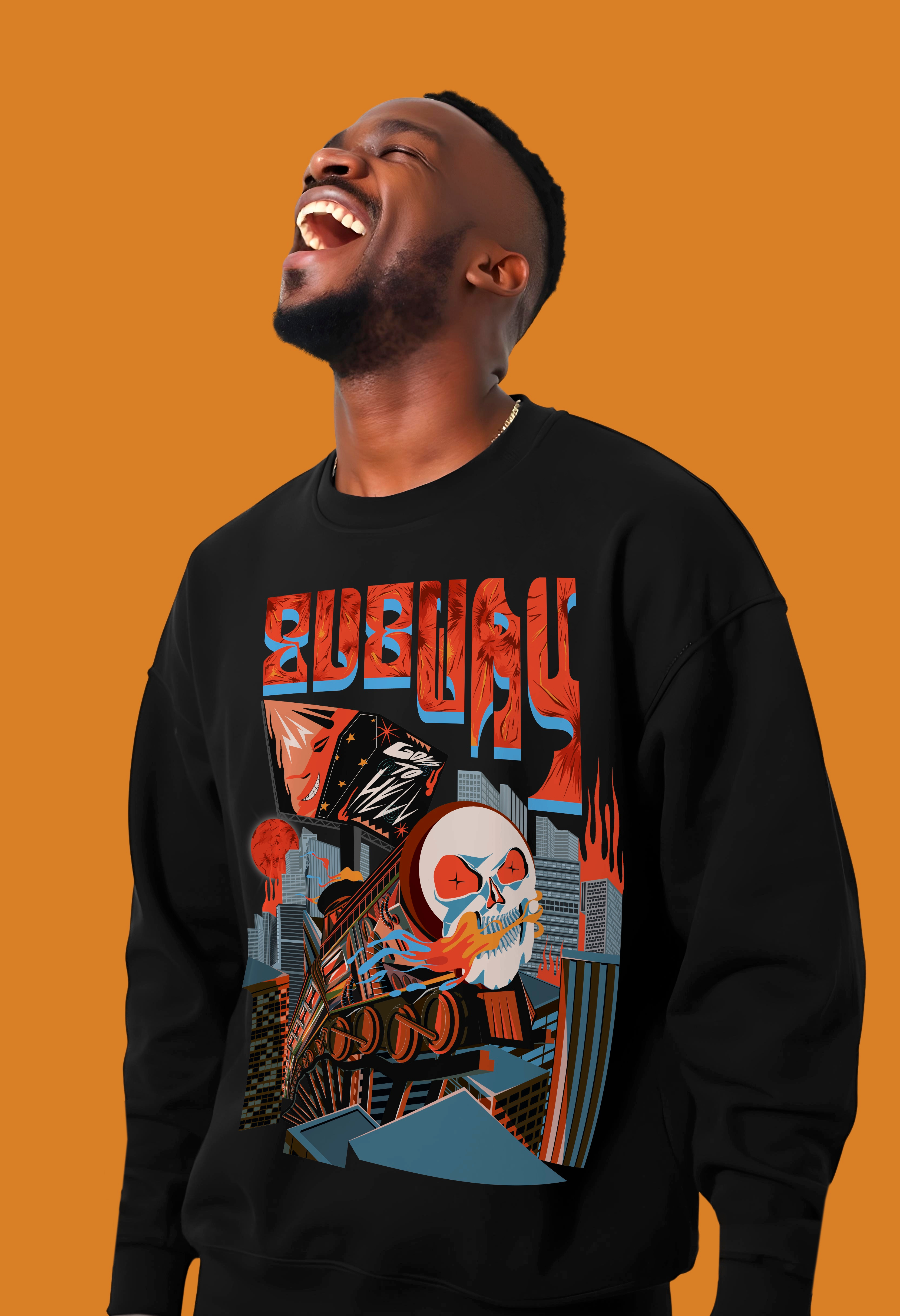 Subway - Horror Halloween Graphic T-shirt Artwork graphic t shirt halloween hell illustfire illustration skull train