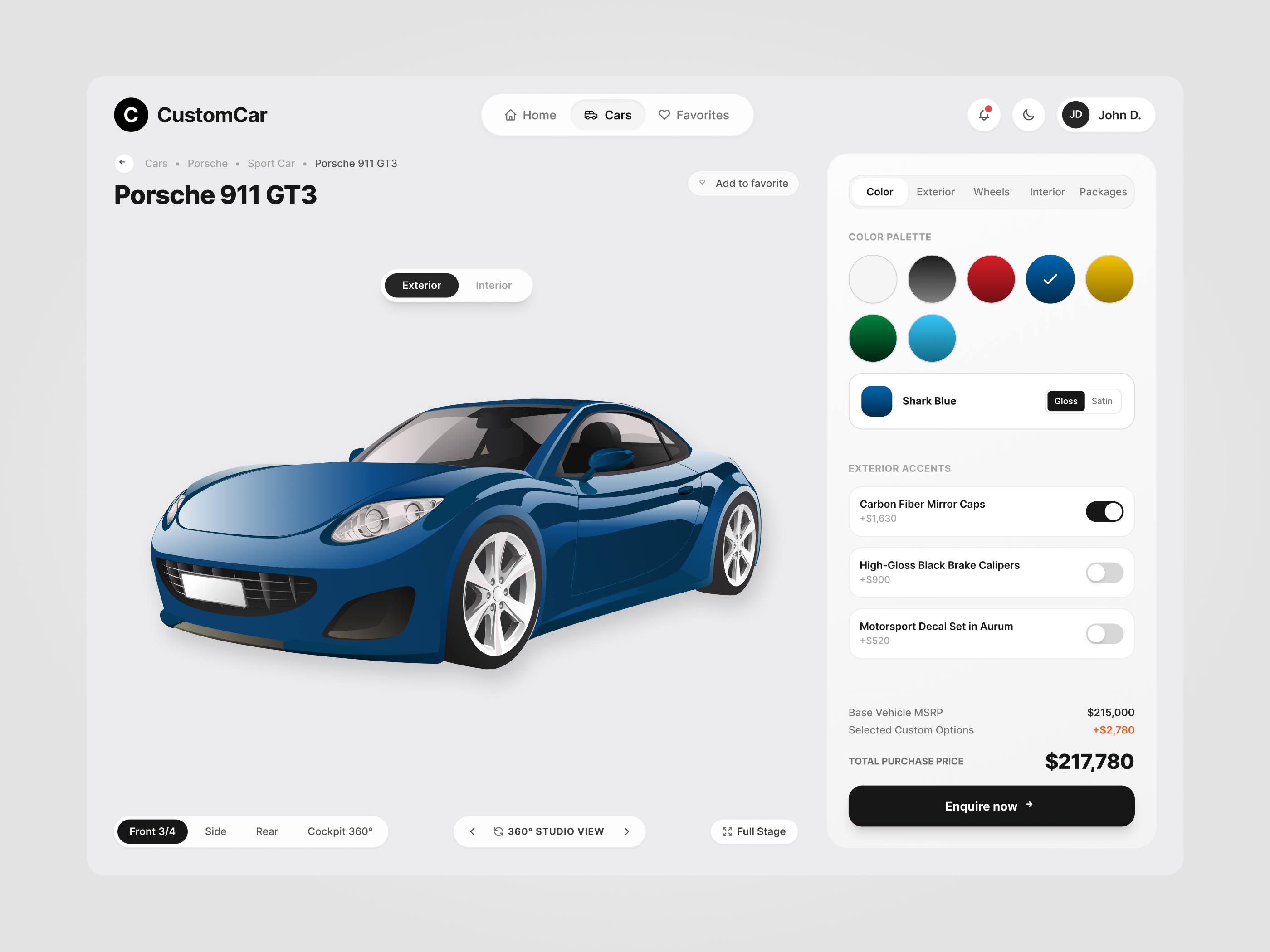 CustomCar — Vehicle Configurator design figma platform ui ux uxui web