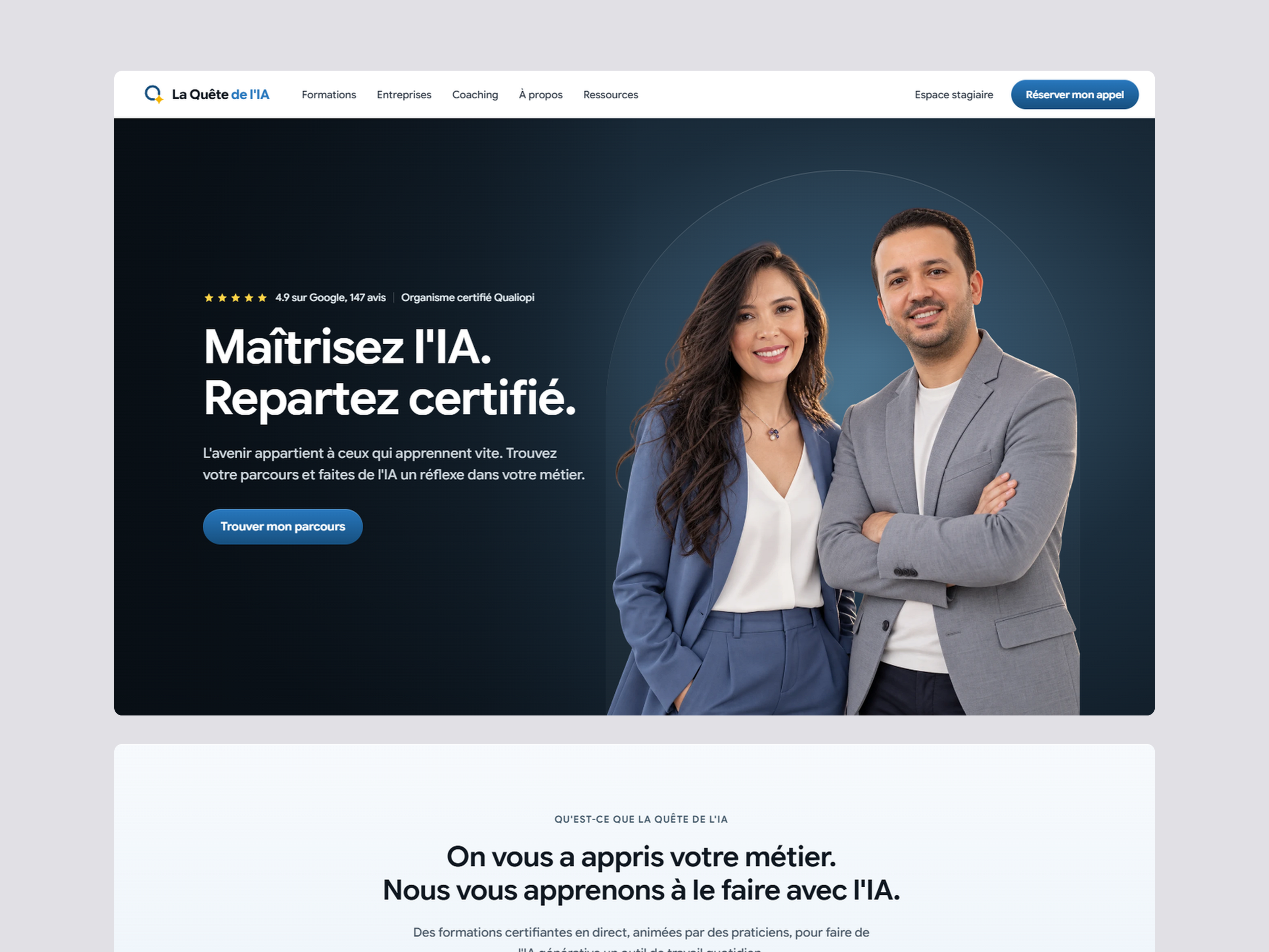 Certified AI Courses Landing Page ai course elearning training website