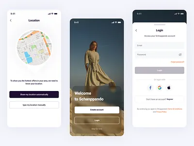 E-commerce app Login/Register e commerce login onboarding online store signup ui