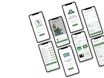 Salvage - Battery Recycling App branding design ui ux