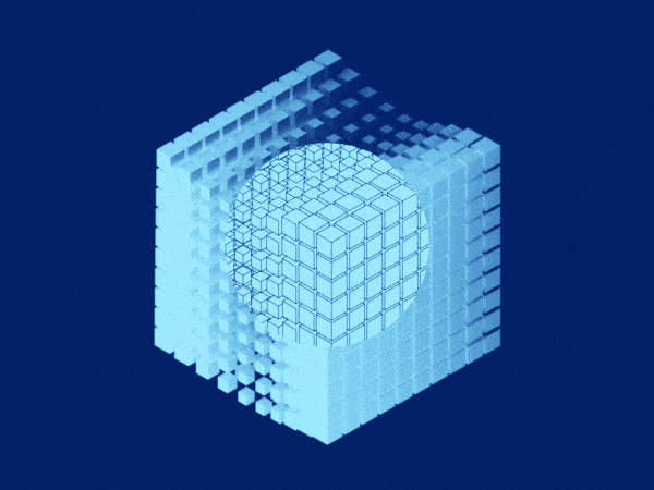 Wavy Block 3d block blue lens loop wavy