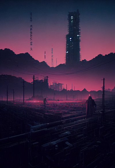 Grid_N02 futuristic grid illustration japan painting surreal