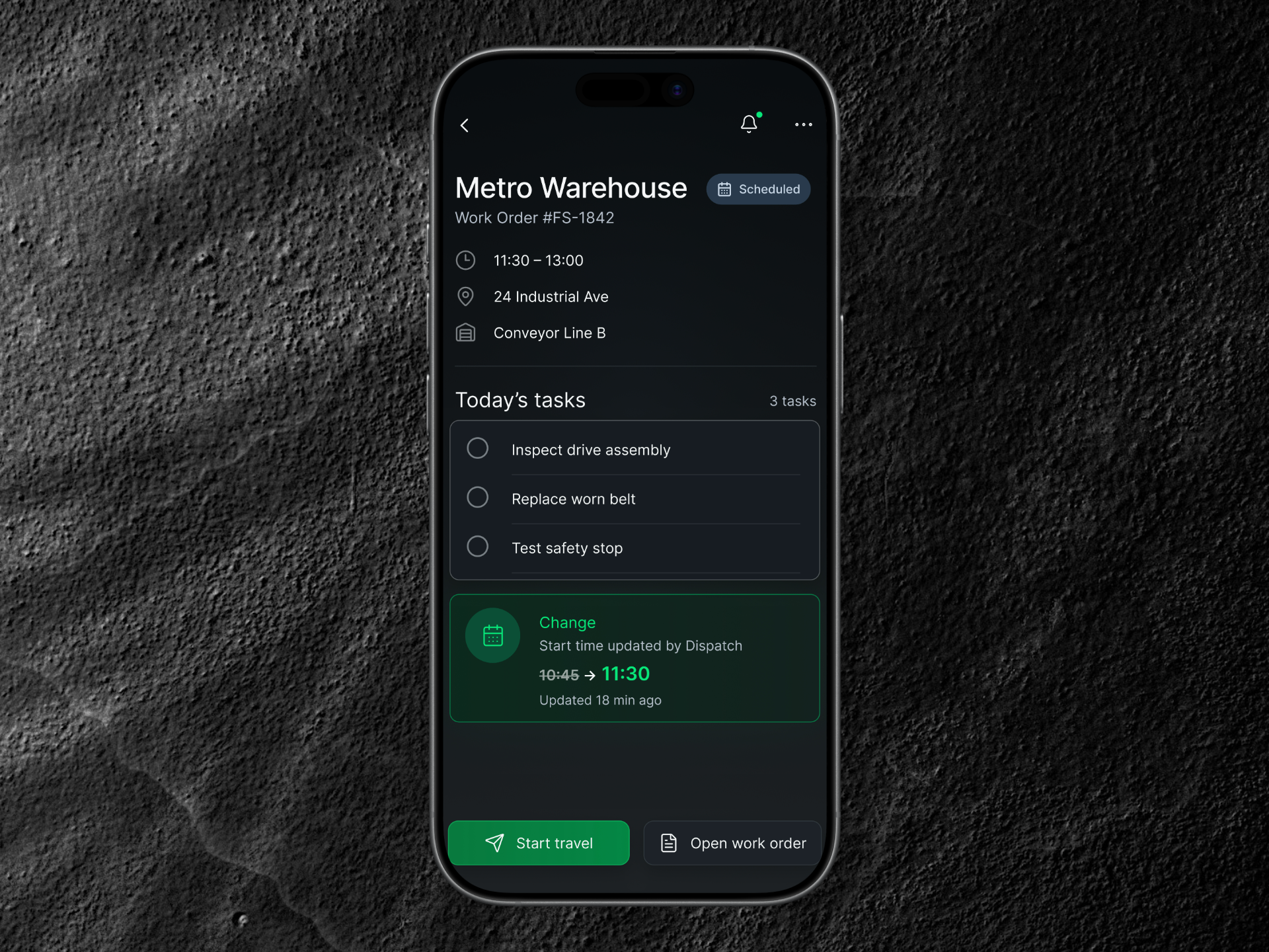 Field Service Mobile UX for Daily Jobs & Schedule Changes b2b mobile b2b saas field operations field service field service software mobile app design mobile product design mobile ux operational software service management technician app work order management