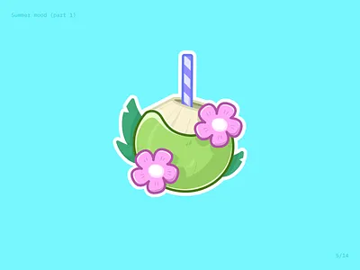 Coconut cocktail beach cocktail design dribbble graphic design icon design illustration logo mascot rest sticker design stickers summer summer stickers summer time vector vector icon