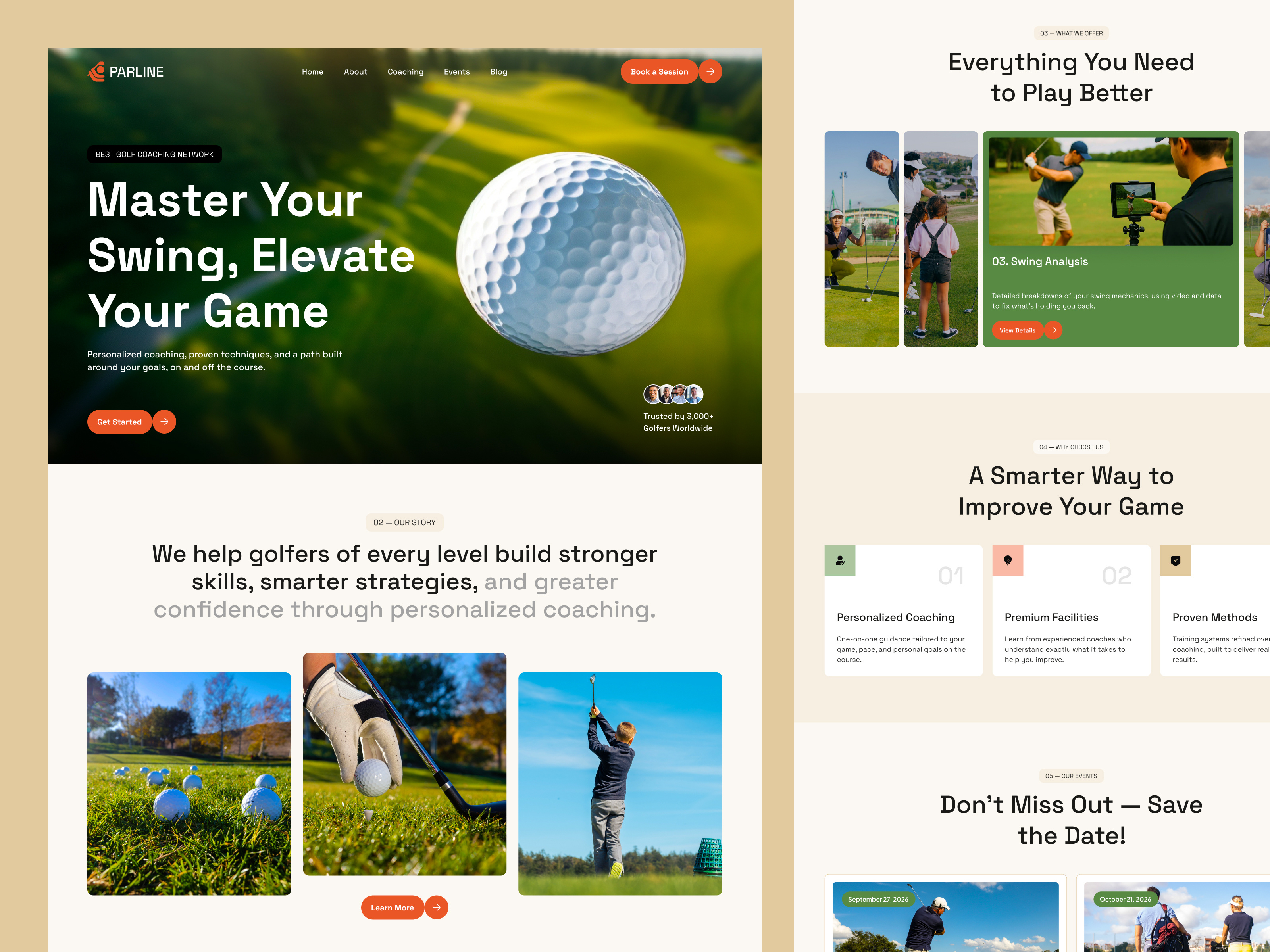 Golf Coaching Landing Page Design – Parline coaching design inspiration dribbble figma golf golf landing page golf website golf website design homepage design landing page product design sports website ui design ui ux design uiux user interface design ux design visual design web design website design