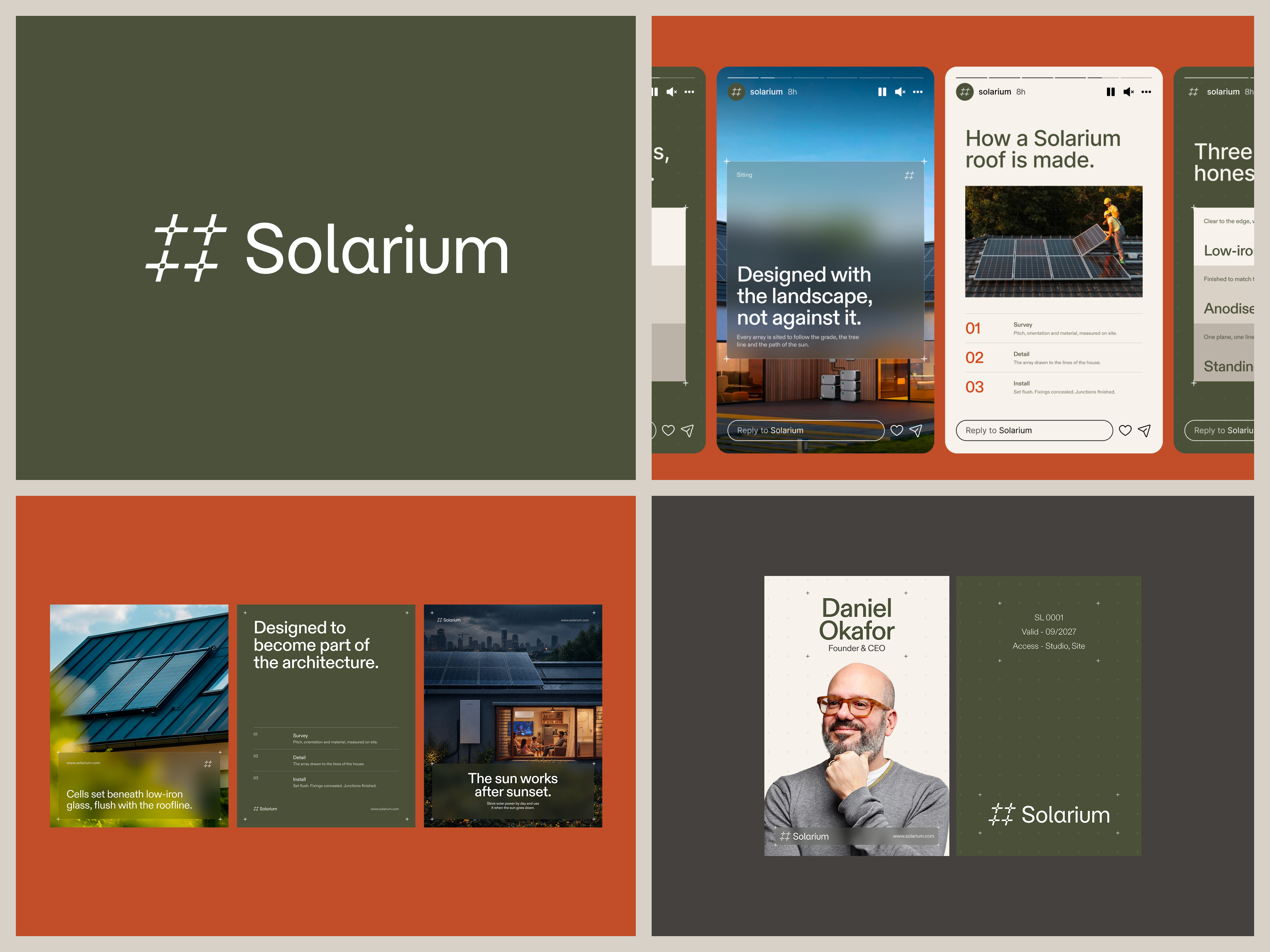 Solarium – Brand Identity for a Premium Solar Roofing Company brand identity design brand system branding logo logo design social media design solar branding sustainability branding visual identity