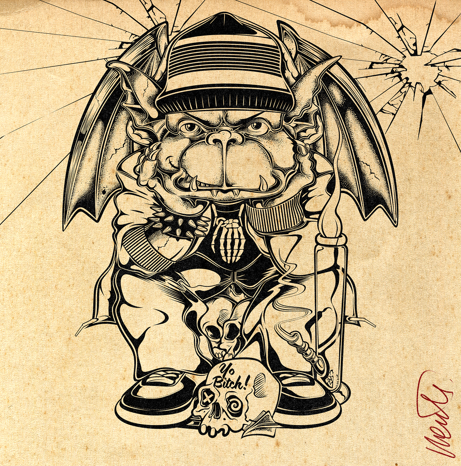 TEEN GARGOYLE DRAWING – JESSE PINKMAN INK black and white art breaking bad character art character design cult tv dark art gargoyle gothic art illustration ink drawing jesse pinkman line art lowbrow art monster art pop surrealism stippling teen gargoyle urban art vintage art yo bitch