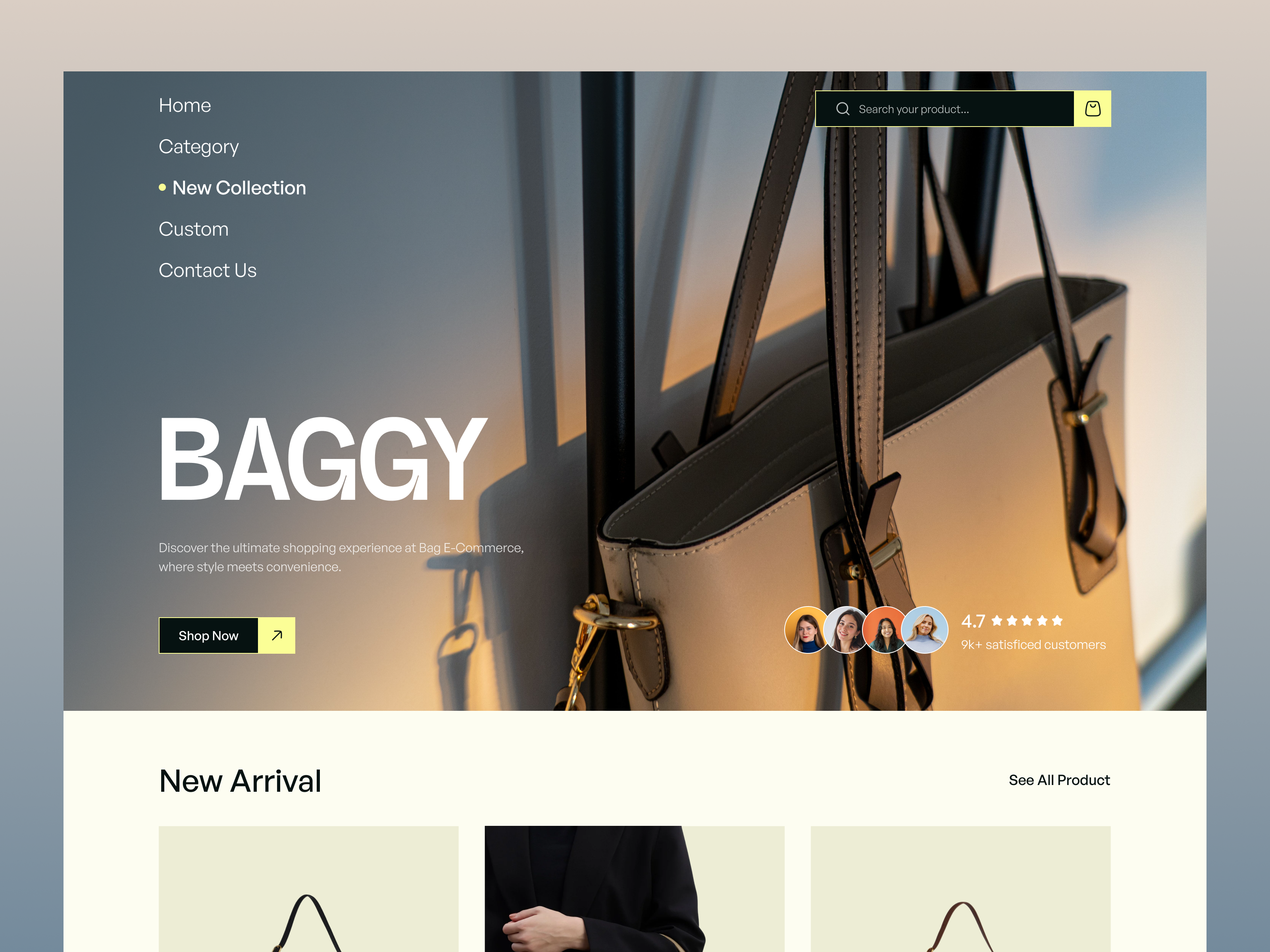 BagShop-Ecommerce Landing Page Design & Website Design bag bag e commerce bag landing page bag shopping website bag store bag website e commerce e commerce design e commerce home expert web designer landing page online bag store online shopping senior uiux designer senior web designer ui uiux web app web design website design
