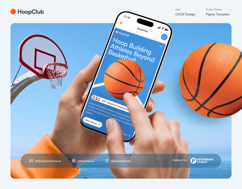 HoopClub – Basketball Academy Website UI Figma academy website basketball basketball academy basketball website figma design landing page modern website sports design sports ui sports website ui design ui inspiration ui showcase ui trends ux design web design website design website ui