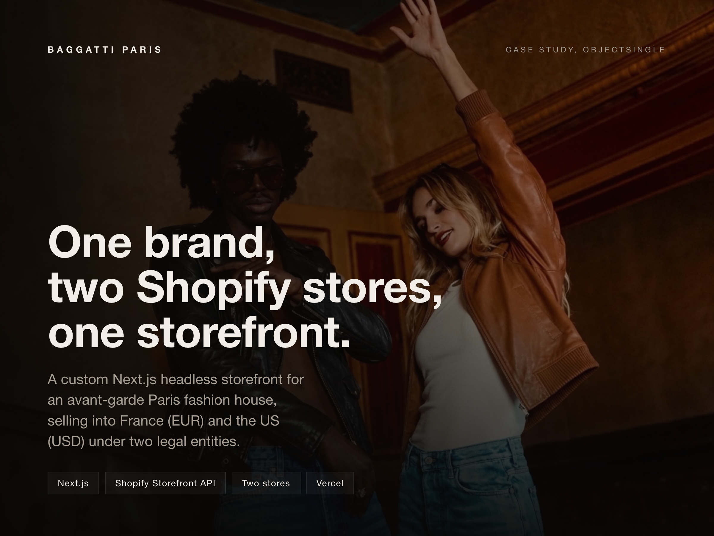 Baggatti Paris: Two | Market Fashion Storefront darkui ecommerce fashion headlesscommerce landingpage nextjs productpage shopify storefront uidesgin webdesign