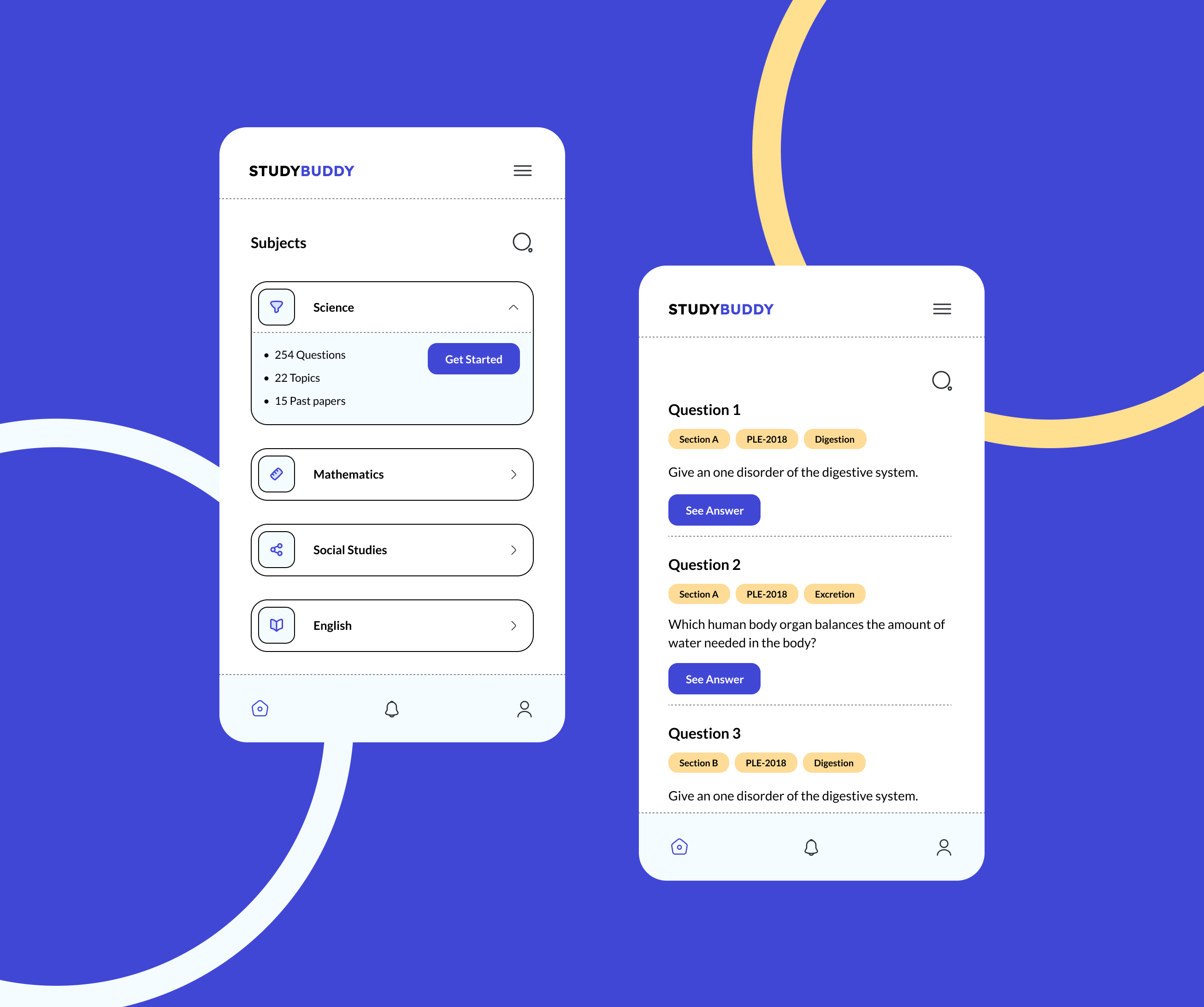 Studybuddy education app mobile app quiz app ui ux