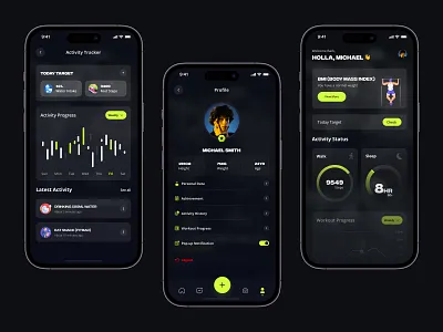 Fitness & Workout - Mobile App activity bold crossfit darkmode fitness gym health health startup mobile app mobile fitness app muscle personal trainer sport sport app tracker training ui ux wight loss workout