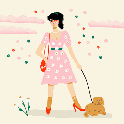 Lady in Pink character design design digital feminine illustration procreate