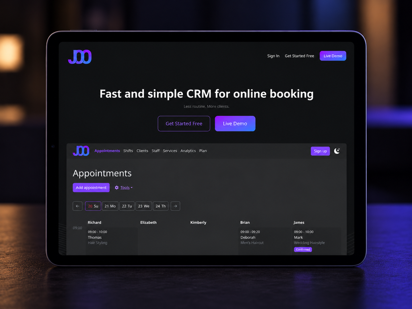 JooCRM website design graphic design website
