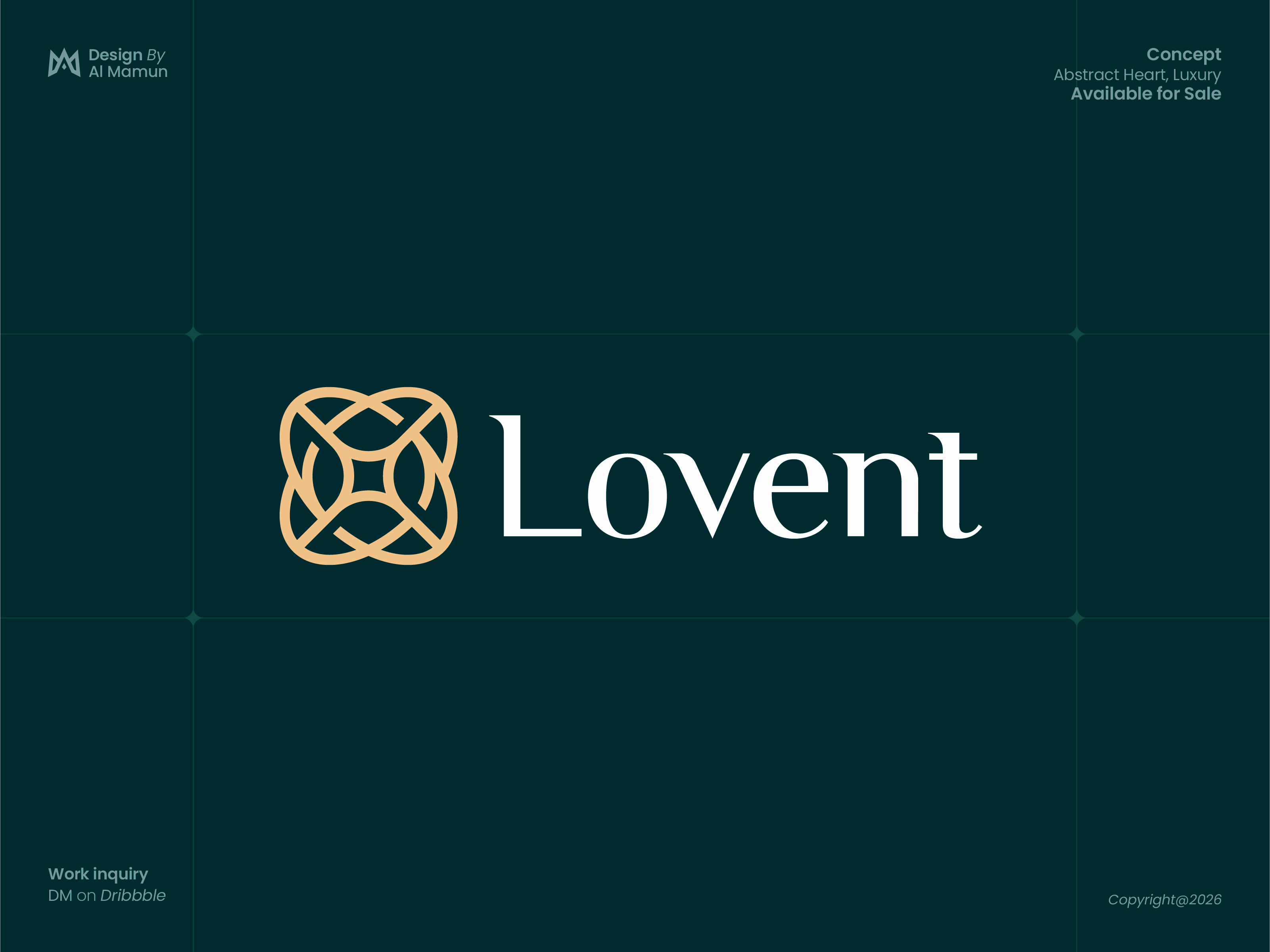 Lovent – Luxury Heart Logo & Brand Identity abstract heart abstract logo brand identity branding design custom logo elegant logo geometric logo heart logo lettermark logo design logo mark luxury brand luxury branding luxury logo minimalist logo modern logo monogram logo premium branding premium logo visual identity