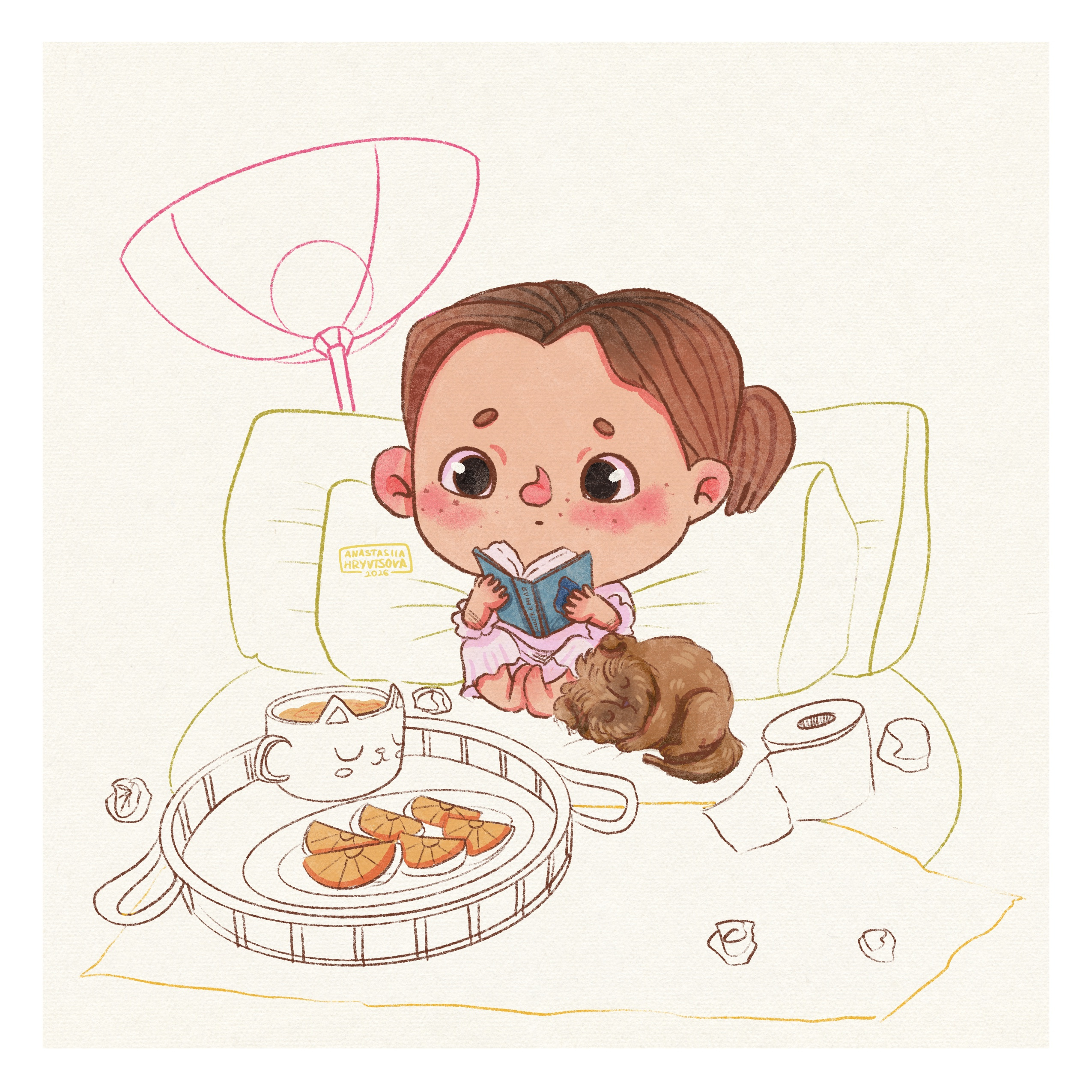 Me and my Dog/ Live illustration/ Chibi style art/ Sketching art character design chibi children illustration comics design doodle illustration kid art procreate raster illustration sketch sketching