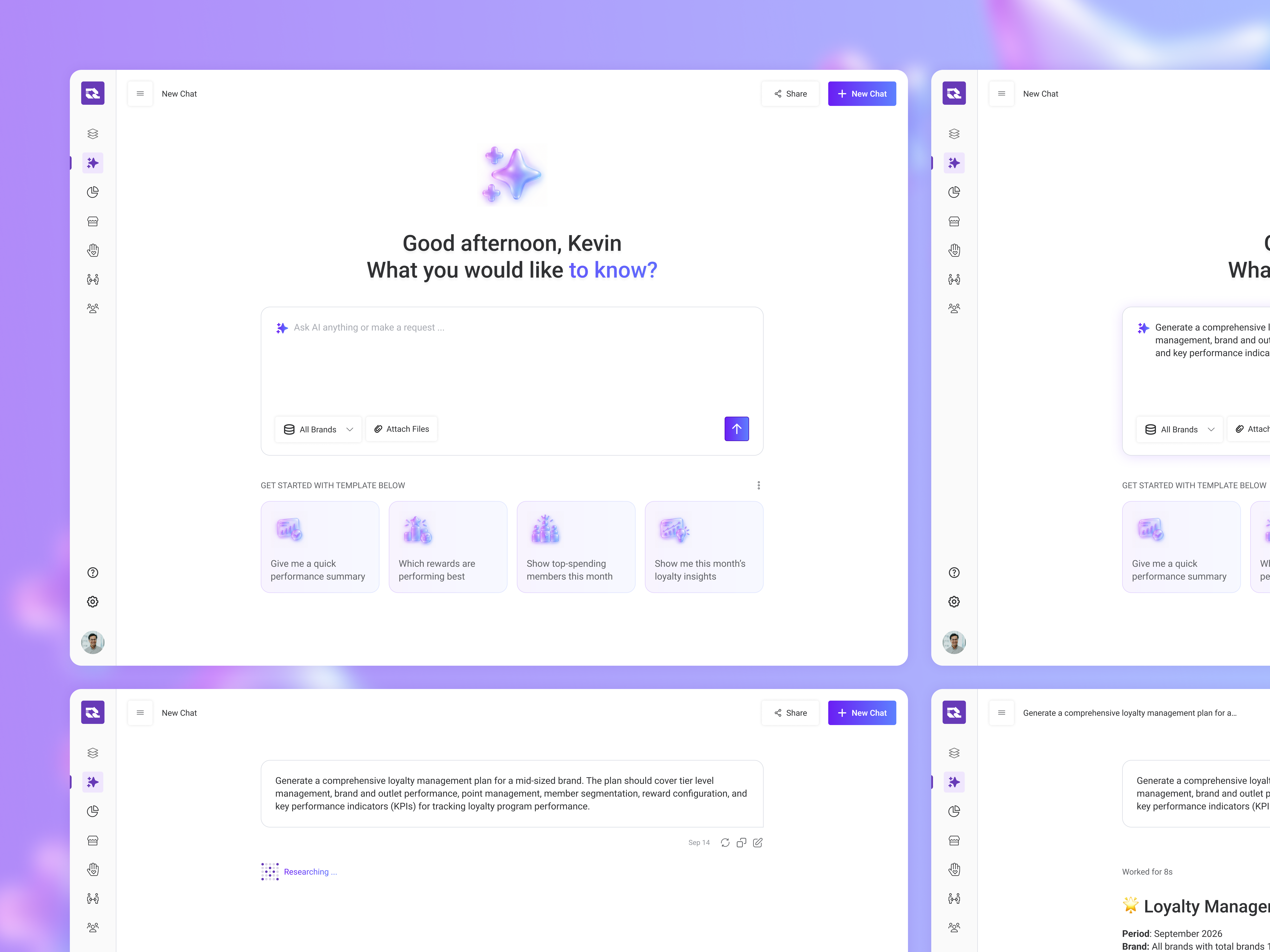 Agent AI Loyalty Assistant agent ai chat cms crm dashboard product design uiuxdesign