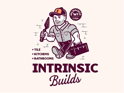 Intrinsic Builds logo apparel badge branding illustration logo logo design