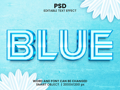 Blue 3D Editable Photoshop Text Effect Template blue text effect download link flower glossy modern text effect nice effect water
