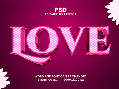 Love 3D Editable Photoshop Text Effect Template cute download link love 3d effect love effect lovely pink valentine