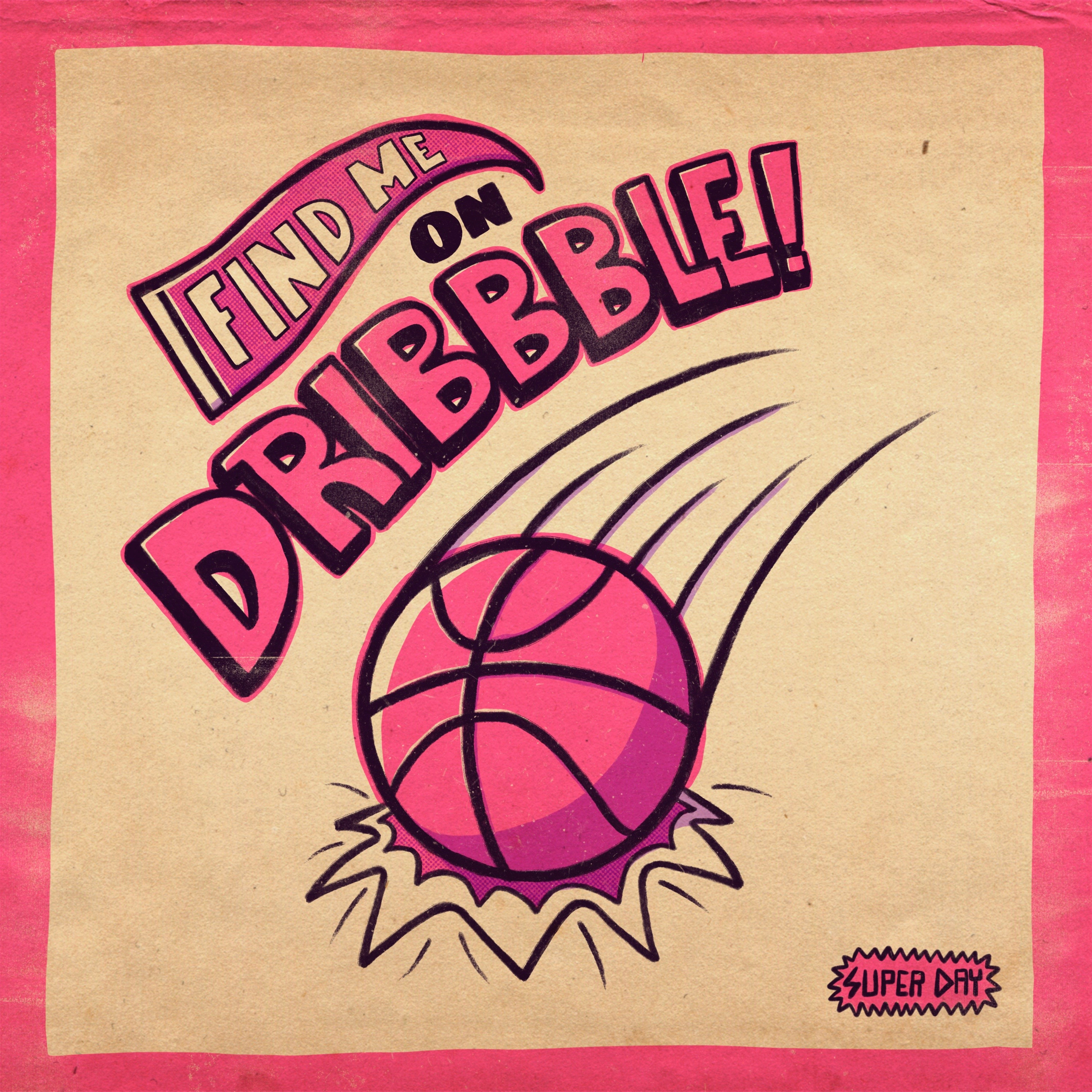 Hey Dribbble! art artist artwork basketball digital art digital illustration distressed drawing dribbble illustration lettering new paper pink procreate sports swoosh texture typography vintage