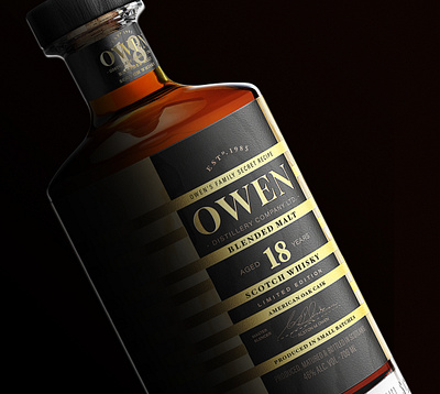 Owen branding logo scotch spirits label typo whisky whisky label