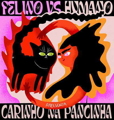 Felino vs Humano animation branding cats colors draw drawing fire girls graphic design illustration ilustração pink