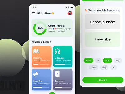 Language Learning App branding design graphic design illustration logo search ui ux vector web design