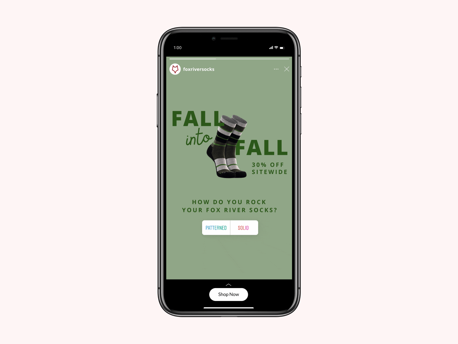 Fox River Socks | Instagram Story GIF Ad animated ads cro cro design design gif gif ads graphic design instagram ads instagram polls meta motion ads social media ads